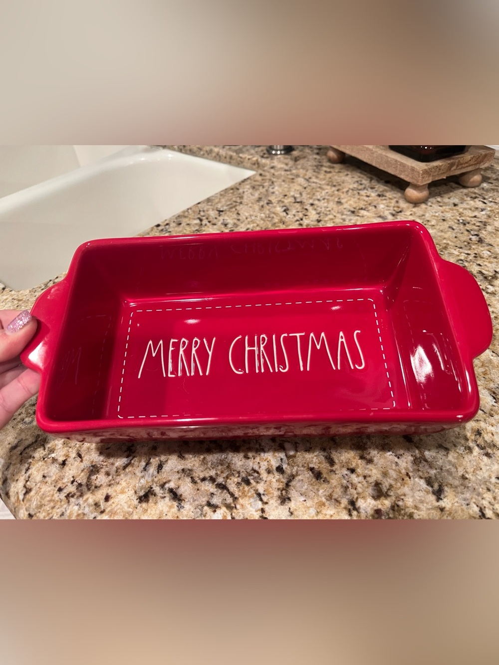 Rae Dunn Red "Merry Christmas" Ceramic Baking Dish